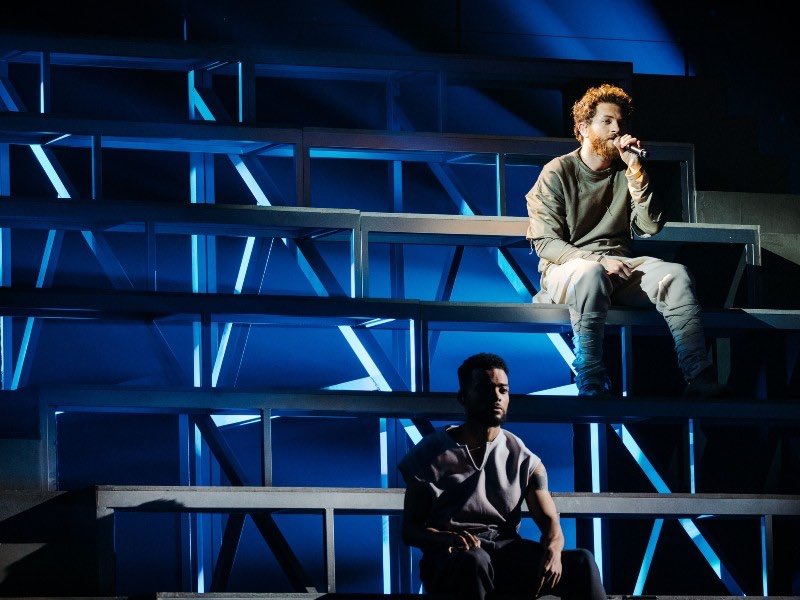 GRaryRay's tweet photo. Azerbaijan is giving bleacher scene from the mopey bridge of “Baby, One More Time.” #Eurovision  #aze https://t.co/J8MZThl2ky