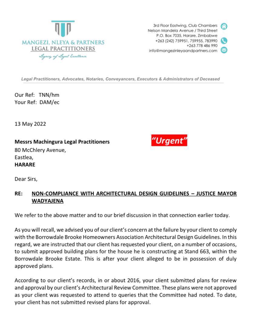 daddyhope's tweet photo. The Borrowdale Brooke Estate has upped the ante against crooked ZANUPF MP for Gokwe-Nembudzia @JusticeMayorW after he violated the architectural regulations of the Estate.

The Estate has removed the access privileges to the tax dodger’s building contractors with immediate effect https://t.co/rWeFn0akGn