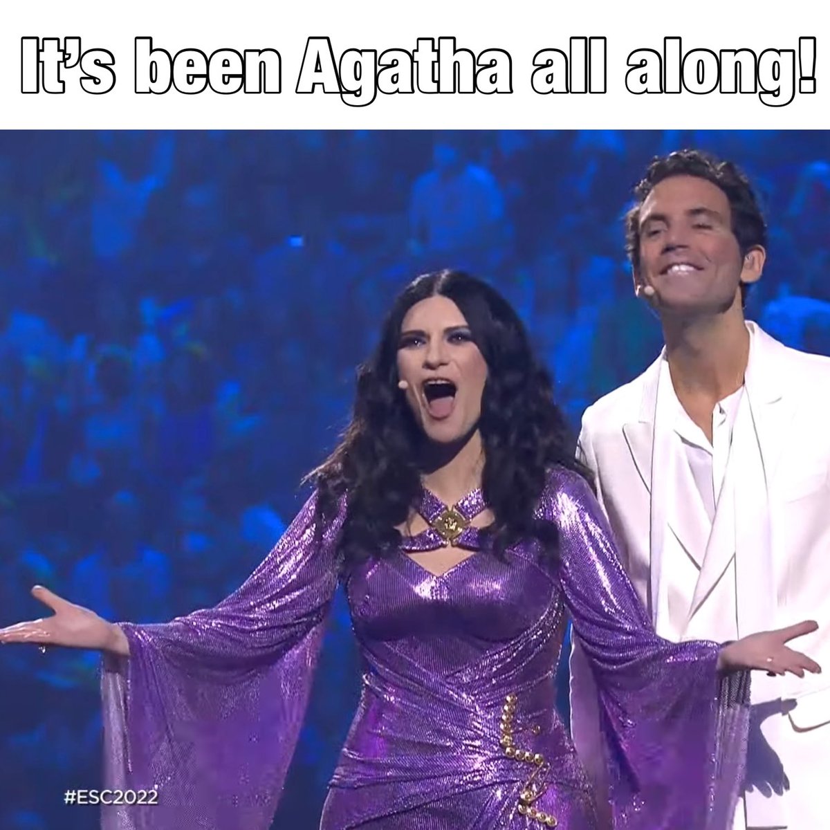 JRBangayan's tweet photo. @LauraPausini is apparently #Wandavision’s Agatha…#multiverse confirmed lol #esc22 #Eurovision https://t.co/KARIEX2UWq