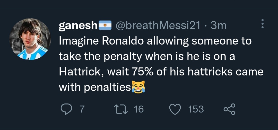 ronaldowarrior's tweet image. No way Messi fans crying for penalties again 😭😭😭