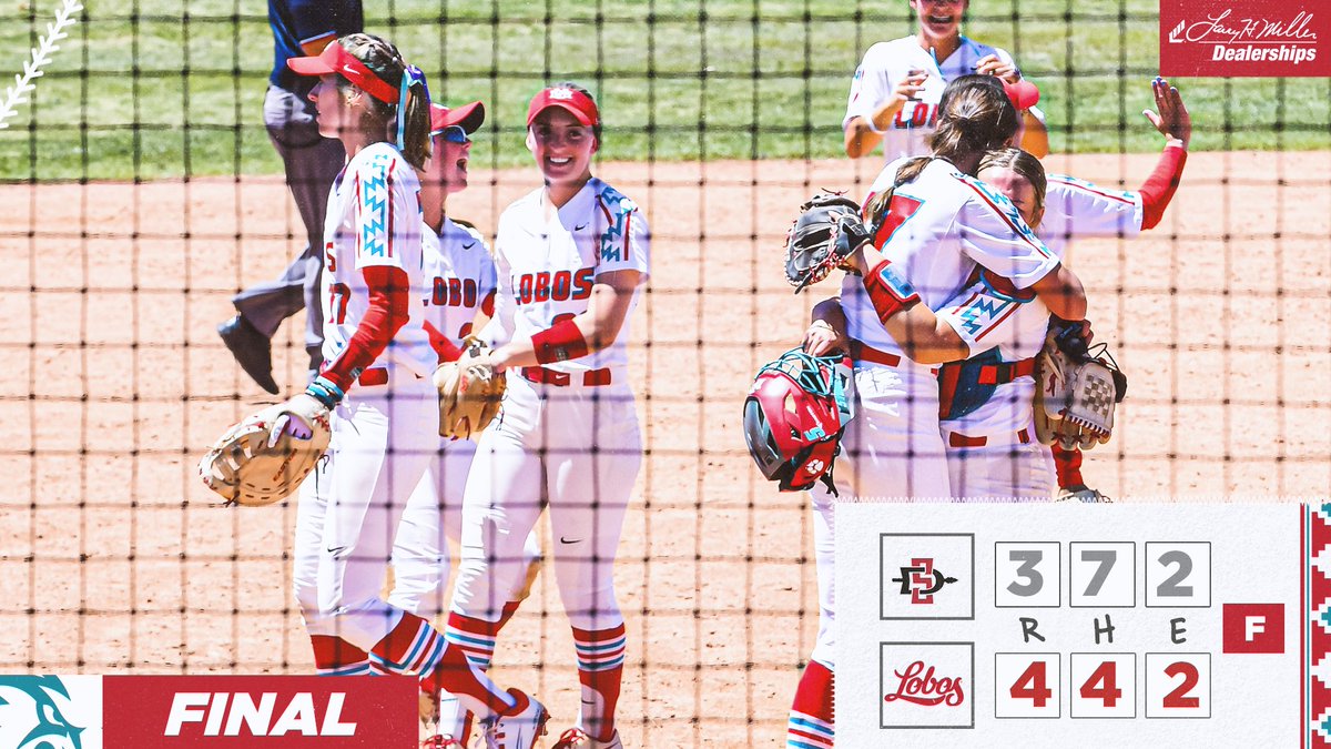 UNMLoboSB's tweet photo. Andrea leads with 2 RBI as 4 different Lobos record a hit and Amber throws a complete game in the W.
#GoLobos https://t.co/txlQxqVWtQ