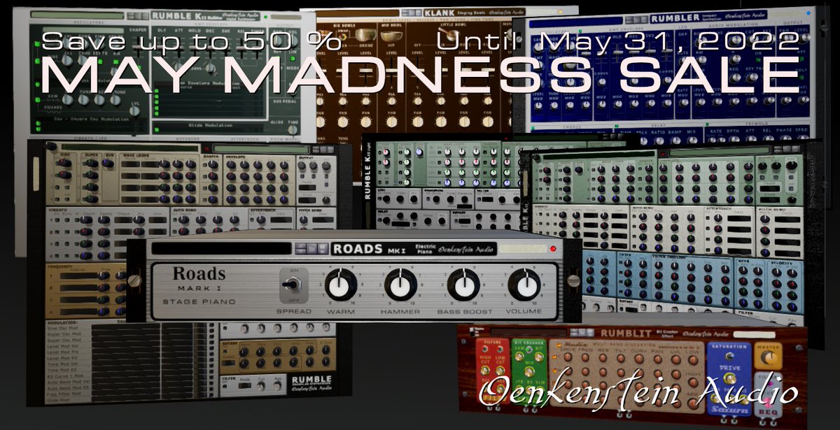 Oenkenstein's tweet photo. May Madness sale: Save up to 50% on all Oenkenstein Audio Rack Extensions. Offer lasts until May 31, 2022.
https://t.co/DaY1snuosd
#MayMadness #RackExtensions #Reason #Reason12 https://t.co/iccfw1ong7