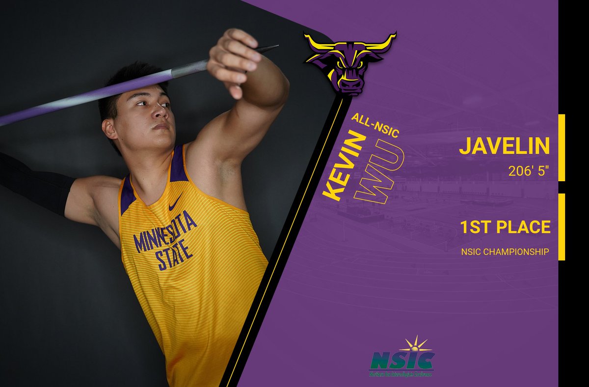 Kevin Wu wins the conference title in the Javelin throw and All-NSIC honors #HornsUp 😈