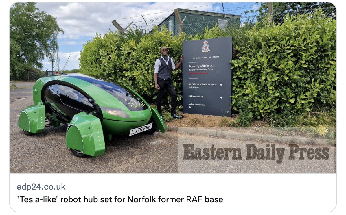 WeMakeAI's tweet photo. The news is out! We’re moving to Norfolk & will be setting up our HQ at the 26 acre #RAF #Neatishead site, a former radar base with over 19 buildings across 250K sq ft of usable space including: private test tracks, welding shops+workshops
#norfolk #robotics #innovationnews https://t.co/DBCp3r56ks