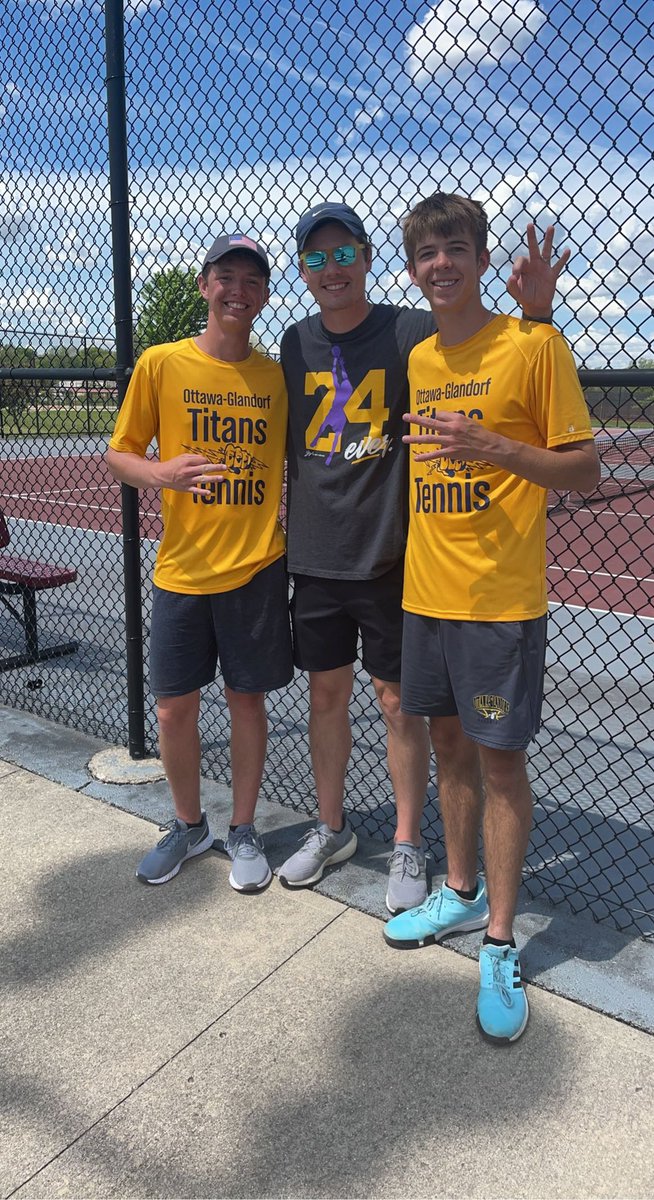 Great job on the courts today, Josh Walls &amp; Eli Schmenk! Heading into District tennis at Port Clinton next Thursday as a 3 seed, even with the bus driver as the coach today. GO TITAN TENNIS🎾
