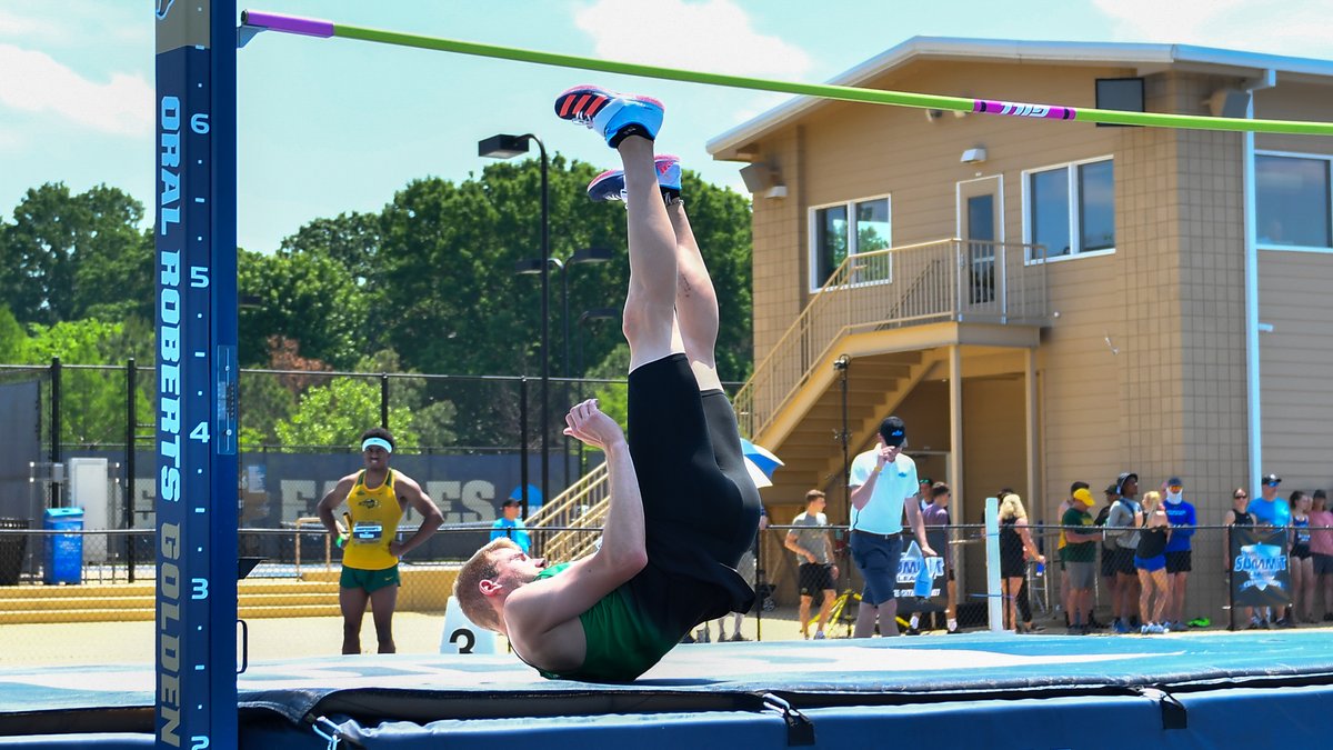 UNDtrackfieldXC's tweet photo. Men's High Jump:

A protest slowed down the scoring of this event.  Austin Wolf's jumps were not involved in the protest.

Wolf earns all-conference honors and the silver medal clearing 2.03m (6-8).  

#UNDproud #LGH https://t.co/7b5YRPVjNh