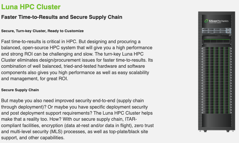 ExpertIncluded's tweet photo. Fast time-to-results is critical in HPC. The turn-key Luna HPC Cluster eliminates design/procurement issues for great ROI.
Learn more: https://t.co/4VUJO3VVf8
#HPC #MLS #ExpertIncluded https://t.co/6Rfu0FyLFg