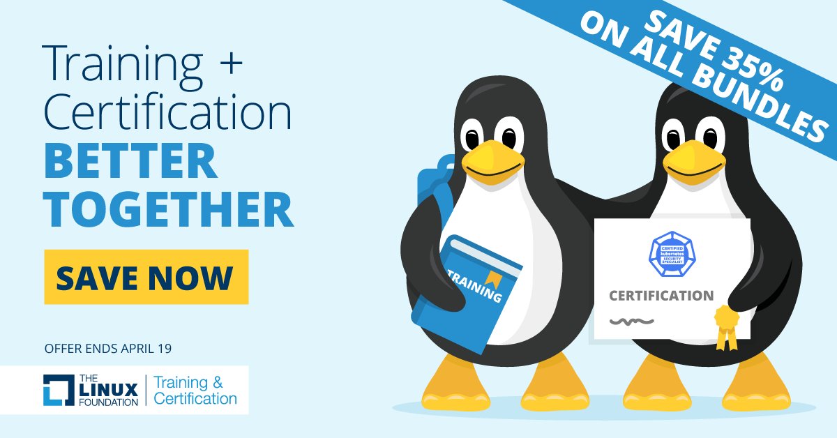 Linux_Education's tweet photo. The best way to start a new IT career is to combine training to learn skills with certification to demonstrate them. Thru May 17, get "Better Together" and save 35% on training + certification bundles with code BETTER22: https://t.co/2uGHHI0AvX #learnlinux #itjobs #ittraining https://t.co/RvkQIFnEcS