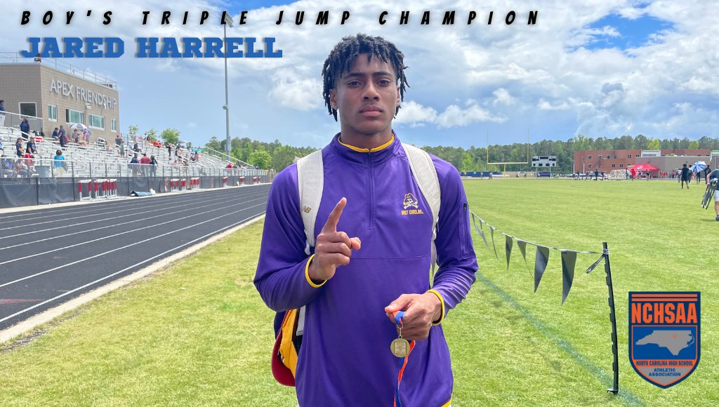 Boy’s Triple Jump Mideast Regional Champion: Jared Harrell from Panther Creek - 45’-6” <a href="/panthercreek_xc/">Panther Creek XC/T&F</a>  @NCRunners

Other Qualifiers:
Jeremiah Melvin <a href="/apextrackxc/">Apex Track & XC</a> 
Darius King - Hoke
Travis Harrison <a href="/GraysCreekHS/">GCHS</a>