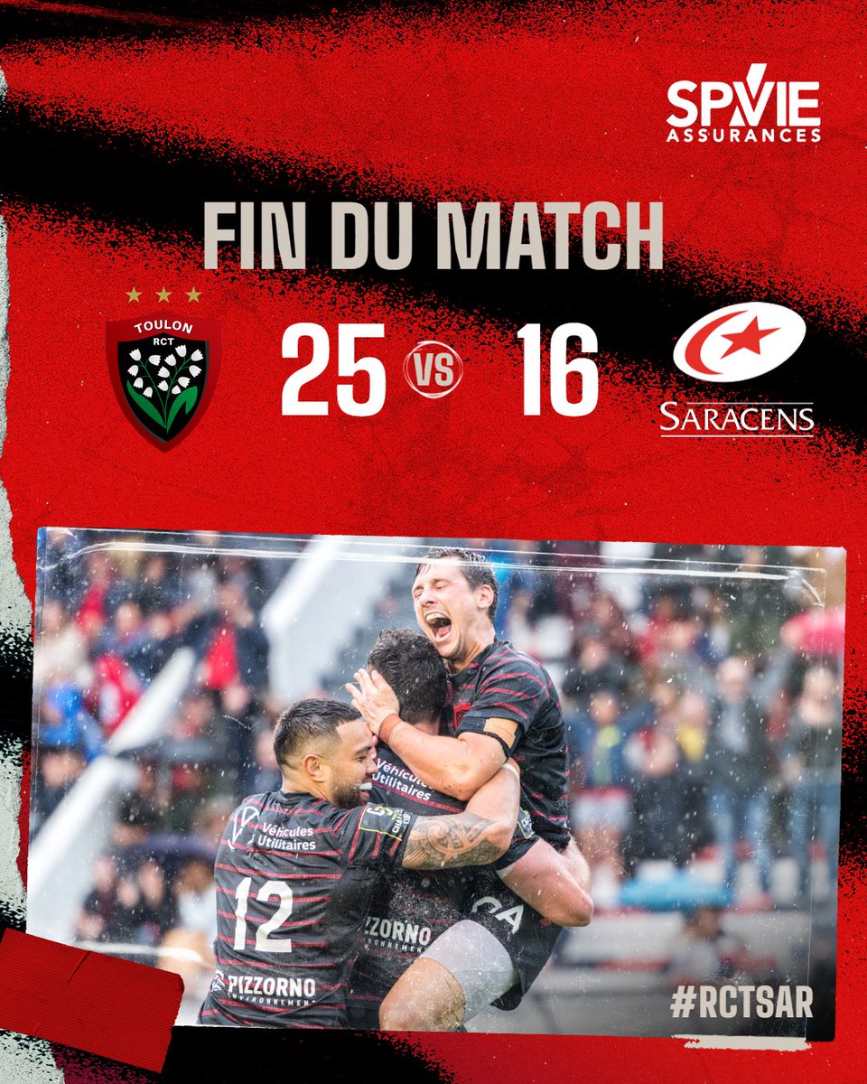 ⏱ 80' | 25-16 𝗗𝗜𝗥𝗘𝗖𝗧𝗜𝗢𝗡 𝗠𝗔𝗥𝗦𝗘𝗜𝗟𝗟𝗘 !!! 🔥
Ils l'ont fait !! Le RCT va en finale à Marseille pour affronter le LOU au Stade Vélodrome ! Quel match !! 🔴⚫
#RCTSAR