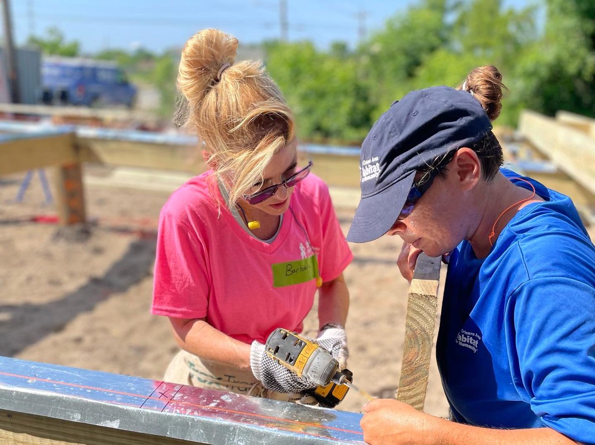 HabitatNOLA's tweet photo. Women Build weekend one, day two is a wrap! Thanks to our amazing volunteers who came out today! We’re gearing up for weekend two next weekend beginning Thursday! #buildinghope #buildingcommunities #buildingstrength #womenbuild https://t.co/cwTFKq066L