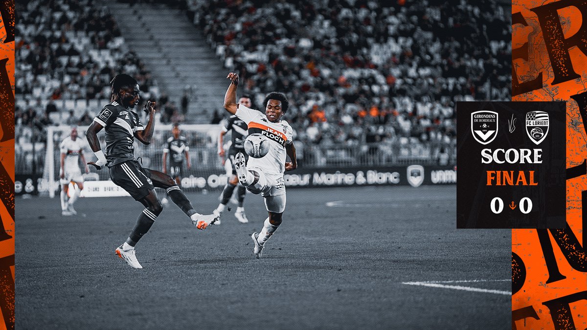 FCLorient's tweet photo. Match nul (0-0) à Bordeaux, synonyme de maintien du @FCLorient en @Ligue1UberEats !!!! 🧡 https://t.co/cAV8jPC6l7