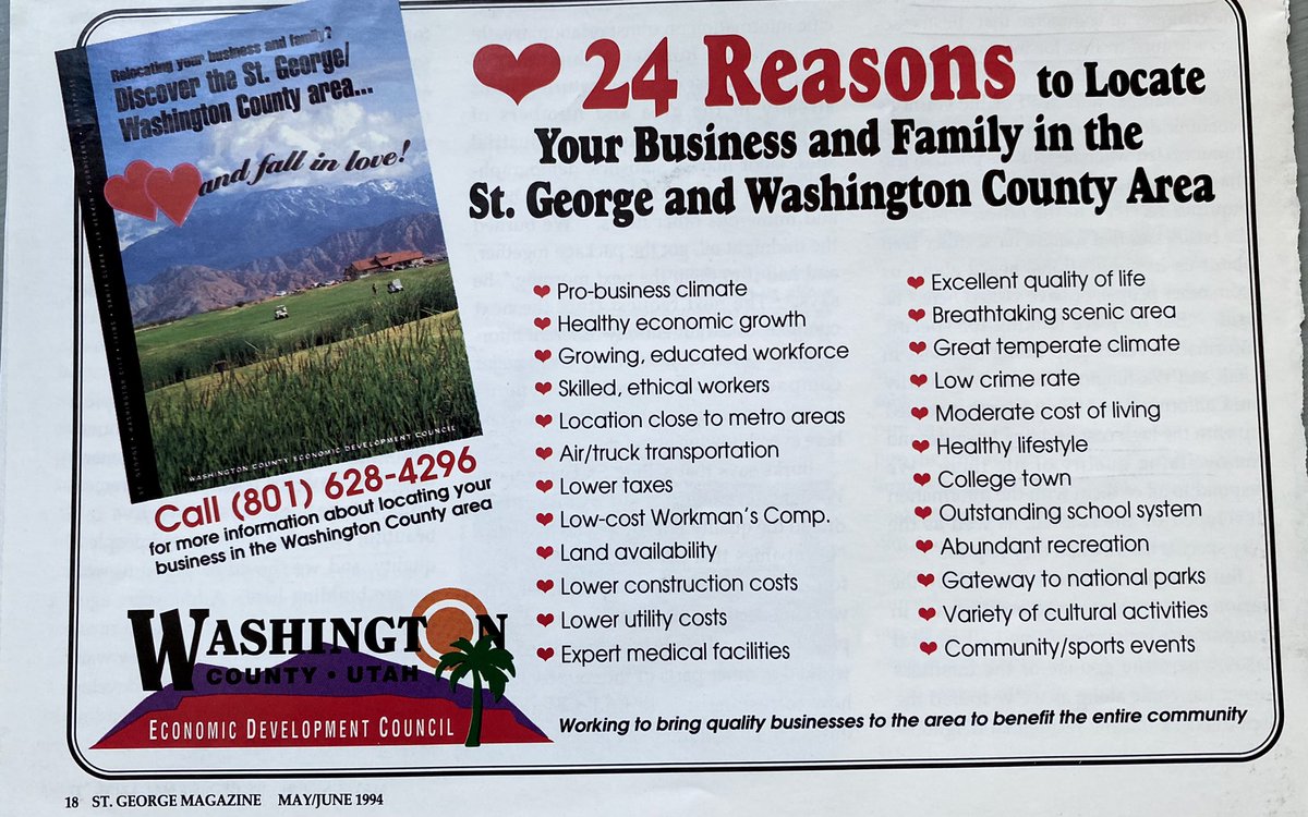 ThereseTaylor7's tweet photo. @stgeorgechamber              Found a 2001 info packet that I helped produce.  We were on the right track then but look how far we have come. https://t.co/VLTcjBindu