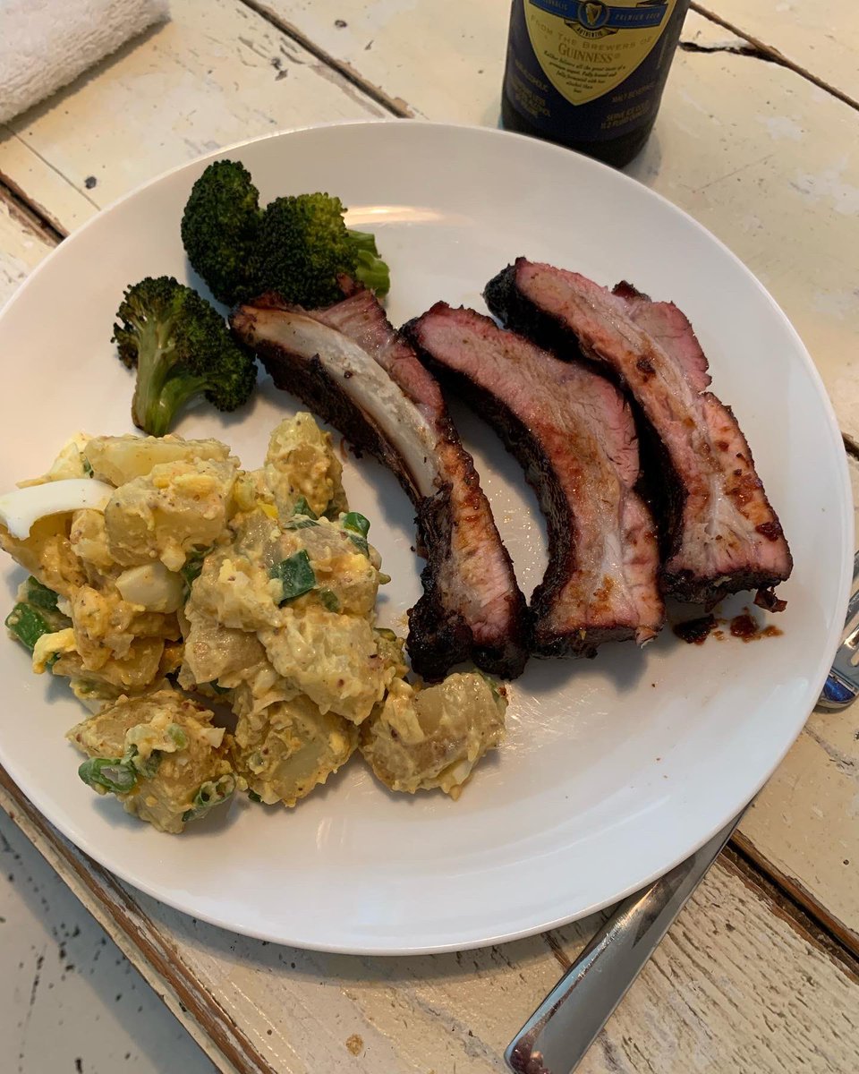 darinchartier's tweet photo. Pork ribs off the @PitBarrelCooker tonight with Peg’s homemade potato salad and smoke broccoli on the side. Fantastic!!! https://t.co/GVncChc1b5