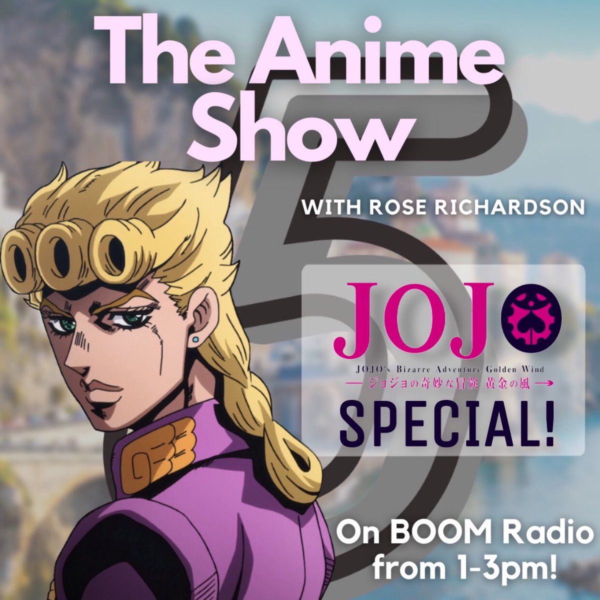 BoomScotland's tweet photo. Tune into The Anime Show: Jojo Special Show from 1-3pm TODAY for a #ventoaureo Special!
https://t.co/TguwAmUW3b
#JoJosBizarreAdventure #jojo #jjba #anime #otaku #theanimeshow #jojosreference #goldenwind #giornogiovanna #part5 #giorno https://t.co/TnMbZRwwQ6