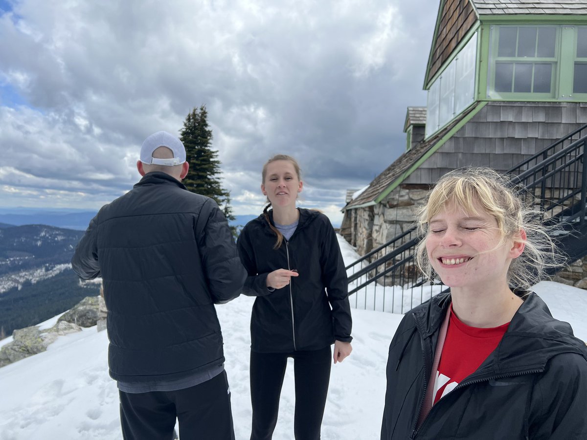 jess_skopec's tweet photo. When I pointed at a mountain covered in snow and said “let’s hike that one” it was a joke. Why was I surprised the next day when we hiked the mountain. https://t.co/Gqf3qPG0rs