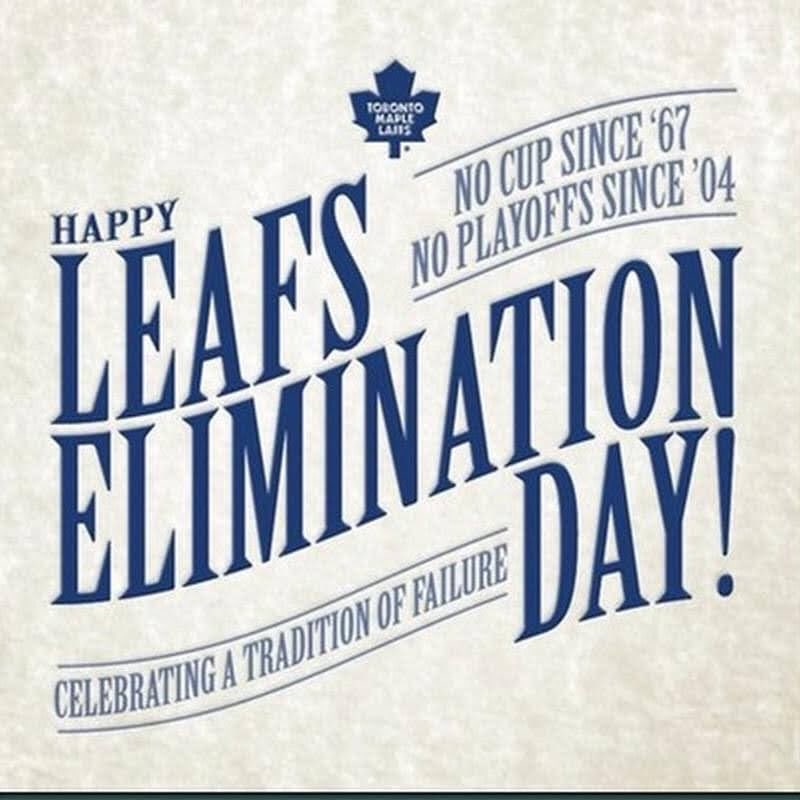 CHL01618653's tweet photo. Happy Leafs Elmination Day EVERYONE! 55 YEARS OF LOSING!!! #DUBAS https://t.co/QZ1wp3LXXN