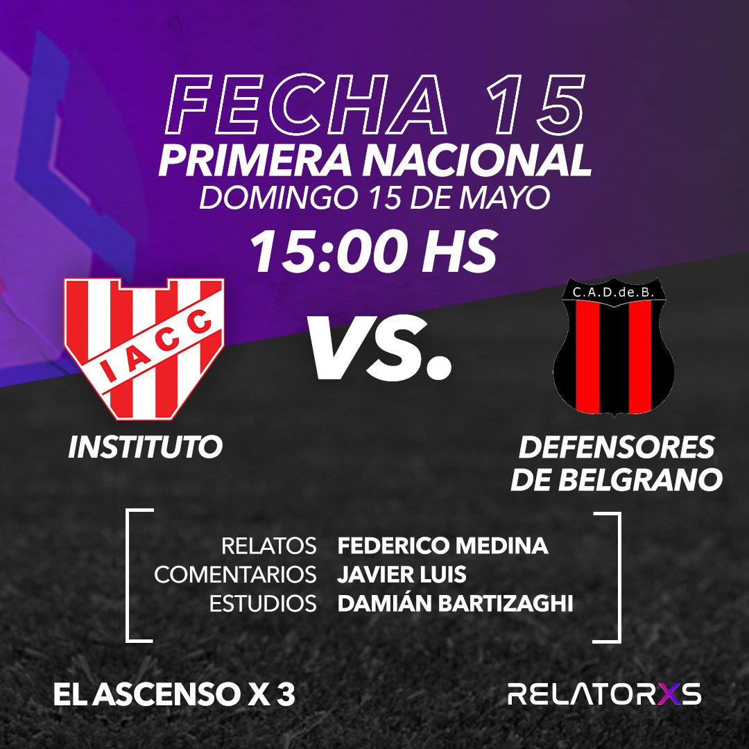 ElAscensox3's tweet photo. 🟥HOY Domingo
🕒15 hs

✅#Instituto🆚 #DefensoresDeBelgrano
✅#Mitre🆚 #Chacarita
✅#GimnasiaJujuy🆚 #Belgrano

📲 Desde la APP @Relatoresconvos 
📻 Escuchalo x AM 1030 @RadioDelPlata 
📺 En Nuestro Canal de You Tube

👤@DanielCacioli https://t.co/6lFrxmif1Q