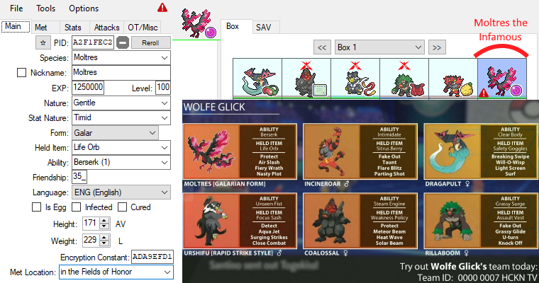 Kaphotics's tweet photo. There are still doubters about Wolfe's PC II Moltres being hacked since I didn't go into detail at the time... let's go into detail!
The issues were "bad location memory" and "bad overworld RNG correlation" -- I'll explain each issue in the following tweets. https://t.co/WMXssFVBEs