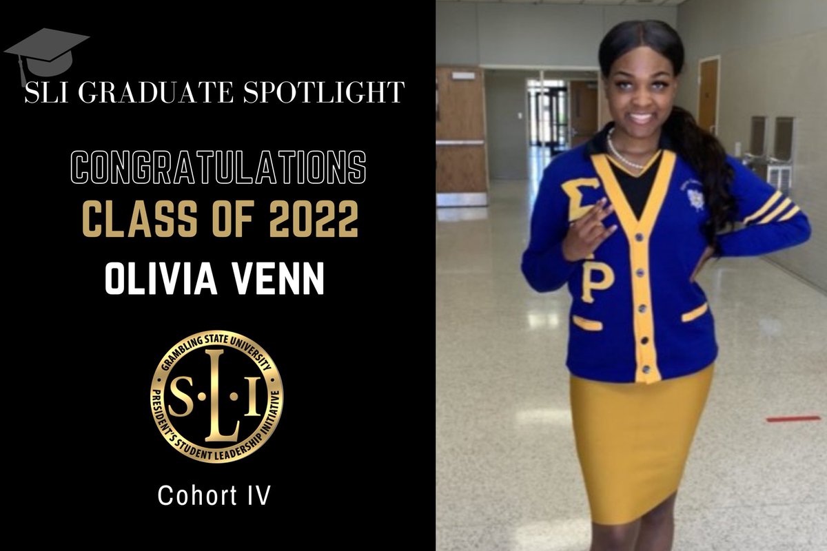 SLI GRADUATE SPOTLIGHT🎓 

Congratulations to Olivia Venn!

Major: Psychology &amp; Sociology
Hometown: Atlanta, Georgia

After graduation, she aspires to be a Clinical Psychologist advancing Mental Health and healing amongst African Americans.