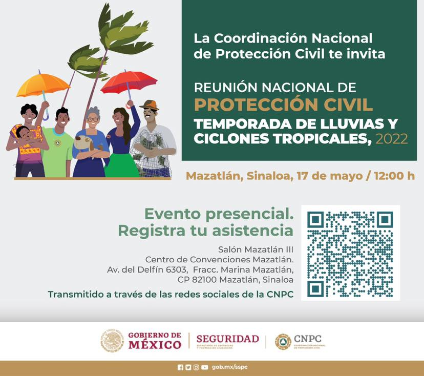 cepcsonora's tweet photo. 📌 Te invitamos a conocer el “Pronóstico Oficial de #Huracanes 🌀para la Temporada 2022”
Sigue la transmisión en vivo de la “Reunión Nacional de #ProtecciónCivil para la #Temporada de #Lluvias y #CiclonesTropicales”⛈🌪
🗓 17 de mayo, 12:00 h
🎥 #FaceBoolLive @JuanMGonzalezA https://t.co/6FbSXxPzA2