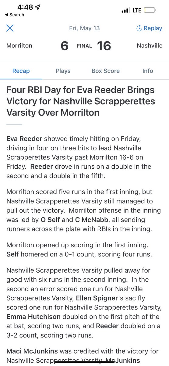 ScrapSoftball's tweet photo. WIN OVER MORRILTON 16-6 https://t.co/loTHkWXaLZ