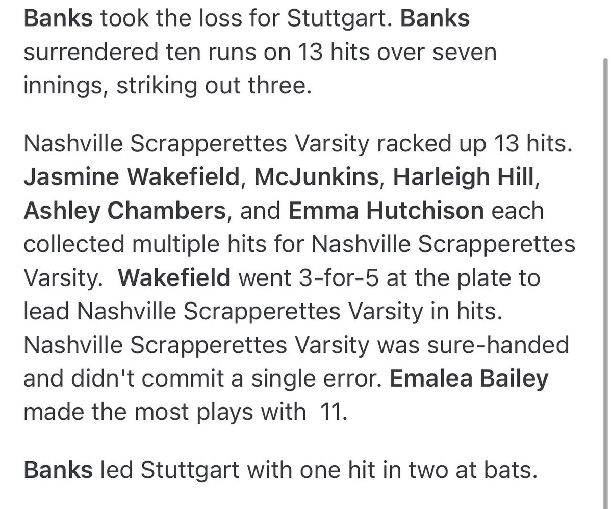 ScrapSoftball's tweet photo. WIN OVER STUTTGART 10-0! HEADED TO THE SHIP https://t.co/6bHmE0bcu2