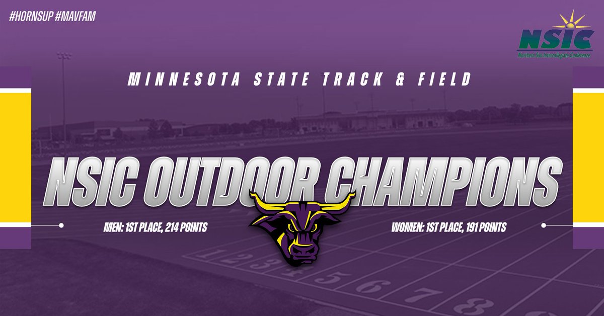 The Minnesota State Men's and Women's Outdoor Track &amp; Field teams are NSIC CHAMPIONS🏆😈🏆Story to follow at msumavericks.com #HornsUp #MavFam #NSICODTF