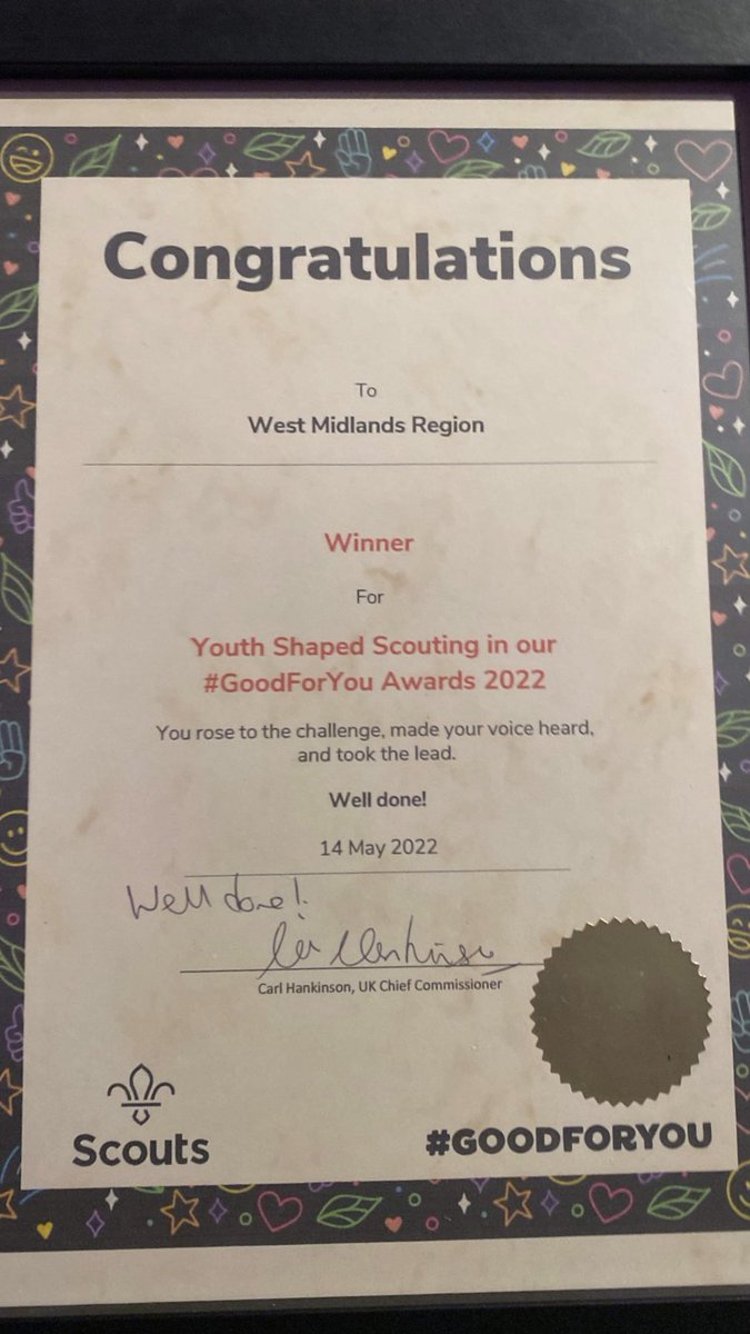 Fanstastic achievement from everyone who is part of the West Midlands Region! We won The Youth Shaped Award at the #GoodForYou Awards in Manchester with <a href="/DwayneFields/">DWAYNE FIELDS FRGS</a> #BaseCamp22
