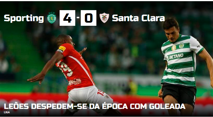 SuperSportingPT's tweet photo. Último jogo da época ➡ Vitória dos Leões 💚
O Sporting CP recebeu e venceu o Santa Clara por 4x0, jogo a contar para a 34ª Jornada da Liga Portugal BWIN.
✅ #DiaDeSporting #SCPCDSC #SportingCP #OndeVaiUmVãoTodos #EuSouCampeão #LigaPortugalBwin https://t.co/EBZBo5qLyx