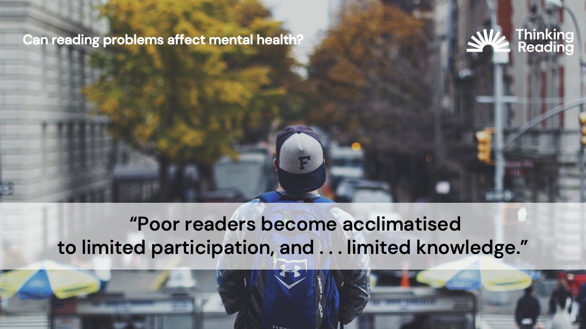 ThinkReadHQ's tweet photo. If you can’t read, you are excluded from much of the discourse in society and in school. This breeds loneliness, apathy and resentment. 

Read more in our blog "Can Reading Problems Affect Mental Health?"  https://t.co/gausmRrIpy (3 min read)

#MentalHealthAwarenessWeek https://t.co/iYZFCJNPsa