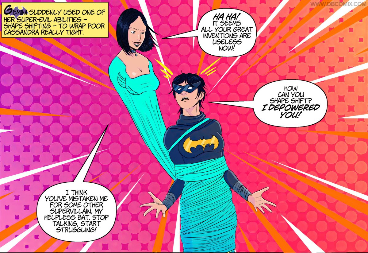 DBComix's tweet photo. Cassandra Cain Vs Gemini #bondage #bdsm #Superheroine #mummification #captured #batgirl #body_modification https://t.co/v7Iduypm1X https://t.co/0p1RQI90Uh