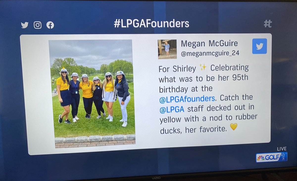 andyjshultz's tweet photo. Watching @GolfChannel coverage of the @Cognizant @LPGAfounders Cup. Awesome seeing former @Fiesta_Bowl Media Seasonal Associate @emcarm16 &amp; @LPGAMedia Team receive a shout-out for celebrating Founder Shirley Spork on what was to be her 95th birthday. @LPGA #LPGAFounders https://t.co/8AhPoup4n0