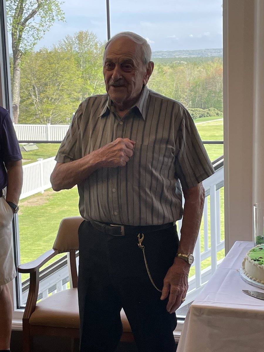 edwardssteve's tweet photo. The legendary Ralph Normand celebrated 96 years today. A great American, wonderful man former 2000 World Super Senior Amateur Golf Champion &amp; was a USN Seabee during World War 2 having served on Okinawa during the battle in April 1945. I’m proud to know Ralph at @ConcordCC_NH🇺🇸🇺🇸 https://t.co/a04JdYi9ms