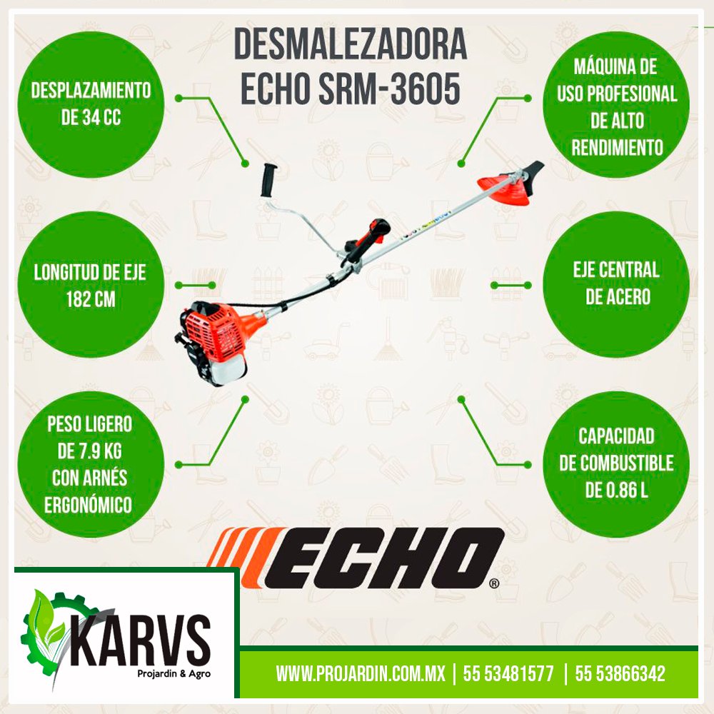 KARVSProJardin's tweet photo. La #desmalezadora ECHO SRM-3605 es ideal para cortar al ras del piso hierbas en jardines, recomendada para zonas difíciles donde las podadoras tradicionales no llegan. Llámenos para precio y más información al 55 5348 1577 ó 55 5386 6342. https://t.co/BC3j12l5Jl