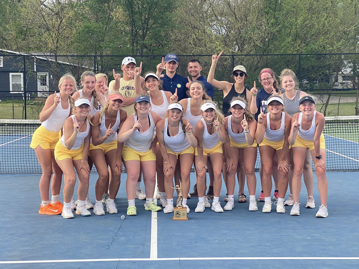 Congratulations to the varsity girls tennis team! They are the Wolverine Conference champs for the first time in school history! #OtsegoPride