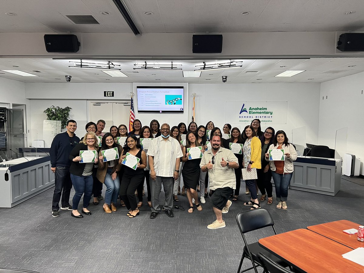 Today we wrapped up year one of project LEAD administrator credential program with @AnaheimElem @csuf @pixelxica @EstelaPart1 thank you to our board members and Superintendent Downing for joining. @RyanARuelas1 @TrusteeAlvarez