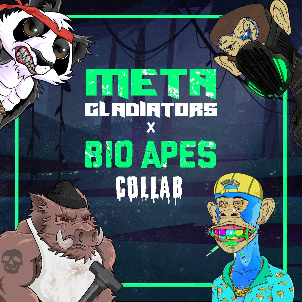 Bio_Apes's tweet photo. ⚔️ Collab Alert! 🦍 

Bio Apes x MetaGladiators 
 
We're happy to announce our Collab with @MetaGladiators ⚔️ 🦍 

🏆 10 WL Spots + $50 in ETH🏆

✅Follow @Bio_Apes &amp; @MetaGladiators
✅Tag 2 Friends
✅RT &amp; Like 

24 hours ⏰
#NFTs #NFTGiveaways https://t.co/ddBOJBT4pQ
