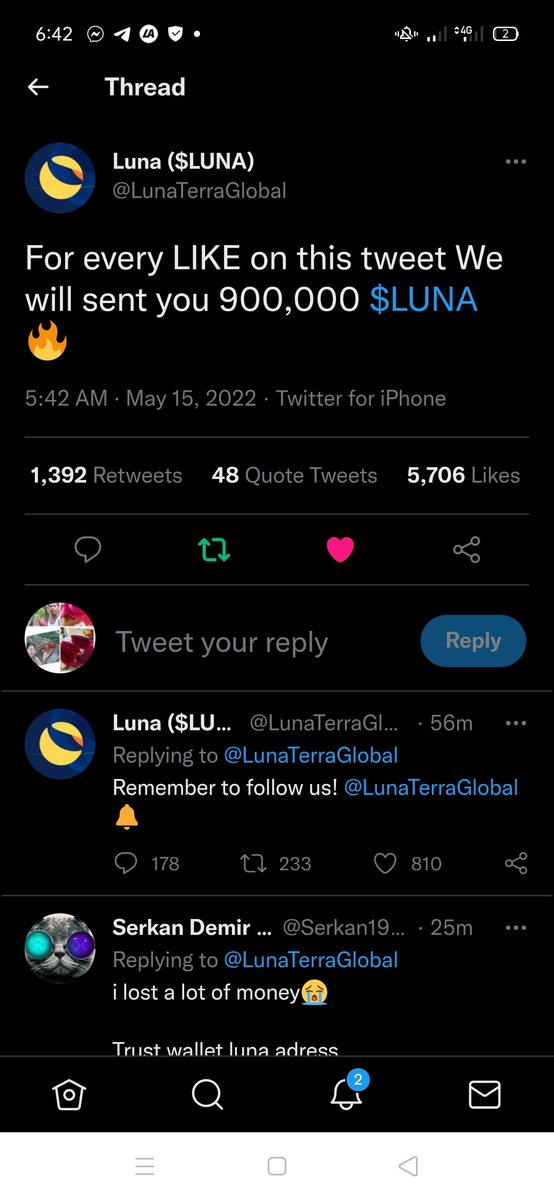 SGuradillo's tweet photo. @LunaTerraGlobal terra1ncjg4a59x2pgvqy9qjyqprlj8lrwshm0wleht5 https://t.co/2gS7PQowxz