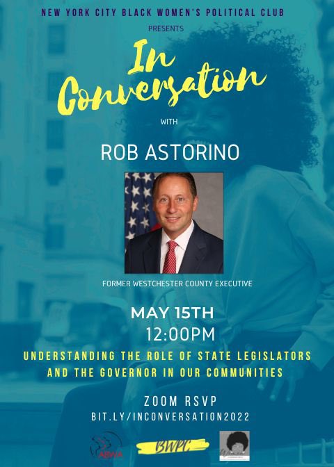 NYCBWPC's tweet photo. We are sitting down with EVERYONE running for #governor in NY with our In Conversation Series, & will delve into their priorities for #BlackWomen & our communities.
We will be joined tomorrow by @RobAstorino @ 12.
RSVP Here:
https://t.co/ctvNLmGZlN
#gubernatorialcandidAte https://t.co/4RJAFJDUr6