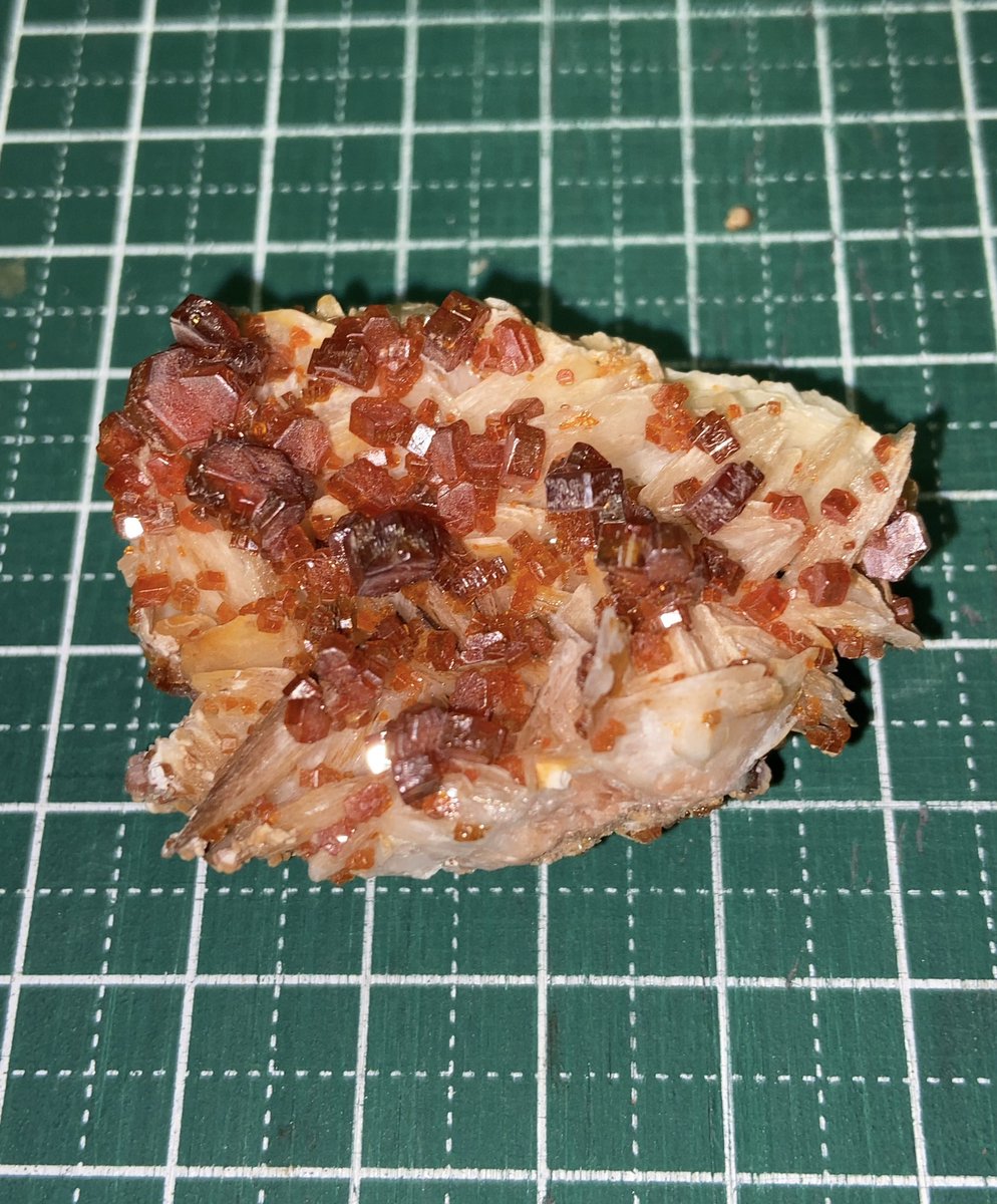 KT_GeologyClub's tweet photo. 本日は体育祭ですが、5/1の石フリマでの購入品をご紹介します。

バナジン鉛鉱　モロッコ産
水晶　　　　　山梨県産

@Lotus_Stone222様より

バナジン鉛鉱は産地が明確で母岩（重晶石）に付着し結晶も大きいため購入致しました。
水晶は透明度が高く、貫入水晶にも見えます。

今後も紹介は続きます。 https://t.co/wvQOP2tLI8