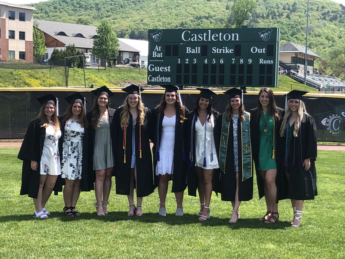 CastletonSB's tweet photo. A pretty solid Starting 9…! Some will be back, and some will move on, but they came in together and stuck together. A very special group of people, that happened to be a special group of softball players. Congratulations on your Graduation Day! #WinEveryDay https://t.co/kI8ZZ0RYEz