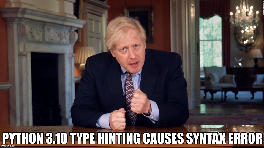 overflow_meme's tweet image. Python 3.10 Type Hinting causes Syntax Error stackoverflow.com/questions/7224… #python310 #typehinting #python