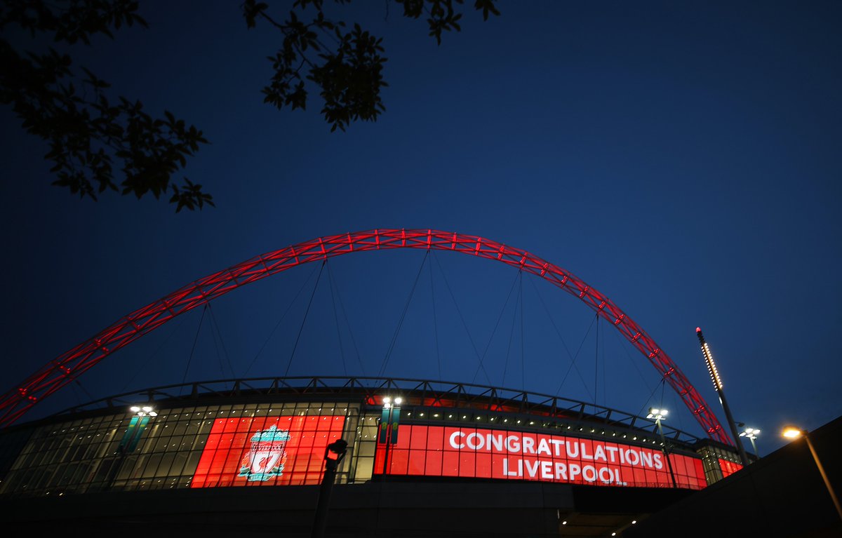 🏟 <a href="/wembleystadium/">Wembley Stadium</a> is red 🔴

<a href="/LFC/">Liverpool FC</a> #EmiratesFACup