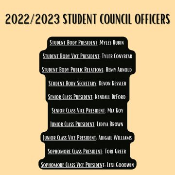huge congratulations to our 2022/23 student council officers!! ⭐️⭐️