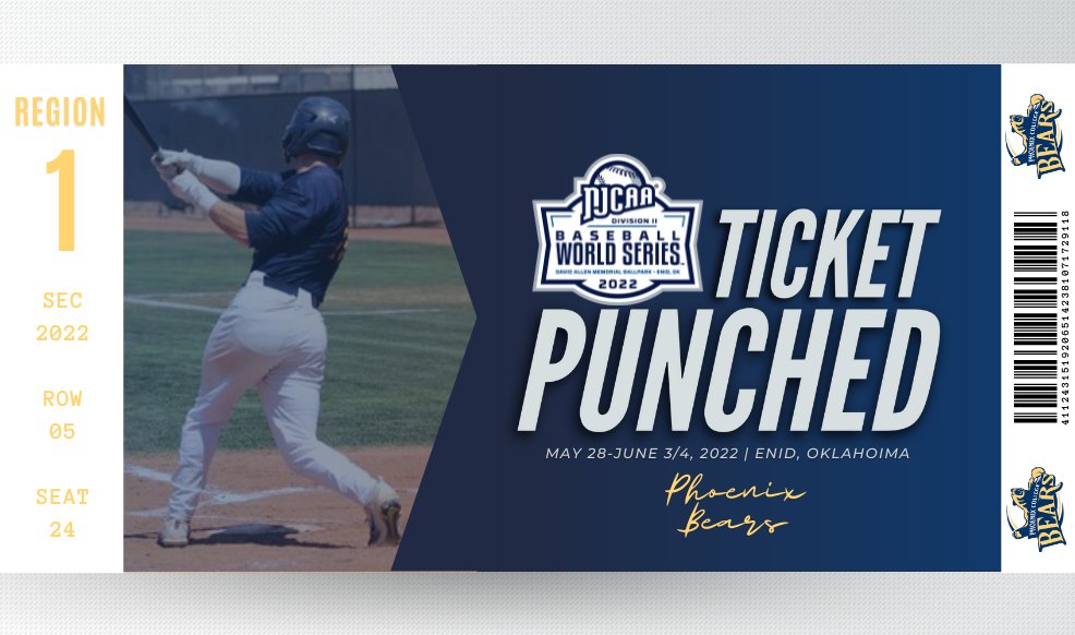 NJCAABaseball's tweet photo. The Bears are in ‼️

With its victory in the West District title game, Phoenix becomes the first team to qualify for the 2022 #NJCAABaseball DII World Series!

https://t.co/EhSnaJkzx4 https://t.co/UHxZFOJEPm