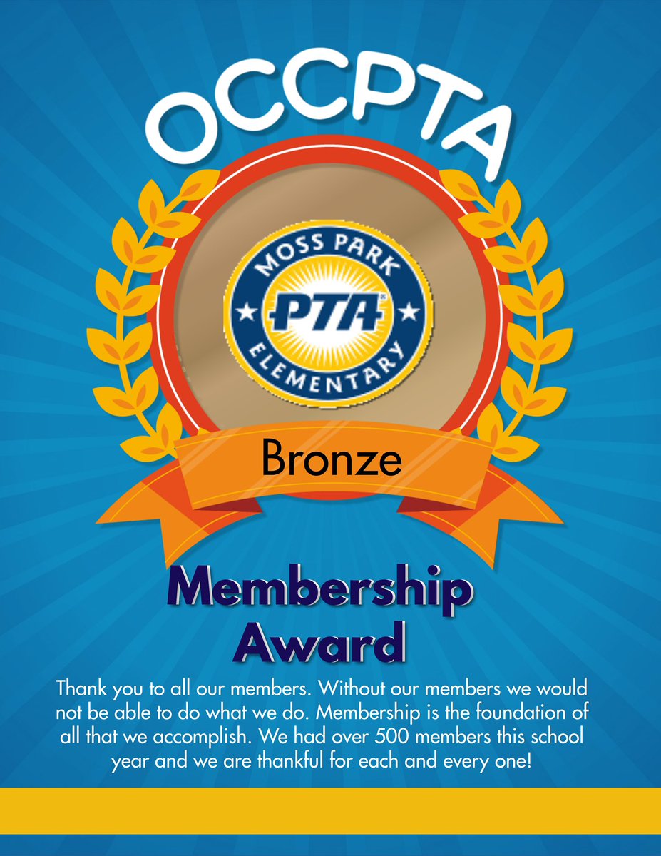 MossParkPTA's tweet photo. Exciting night last night at the OCCPTA Essential Pieces Awards! MPE PTA was honored to be the recipient of the Outstanding Program of the Year Award and a Bronze Membership award! Thanks to all our members and volunteers for making this possible! https://t.co/3XluFnYDZV