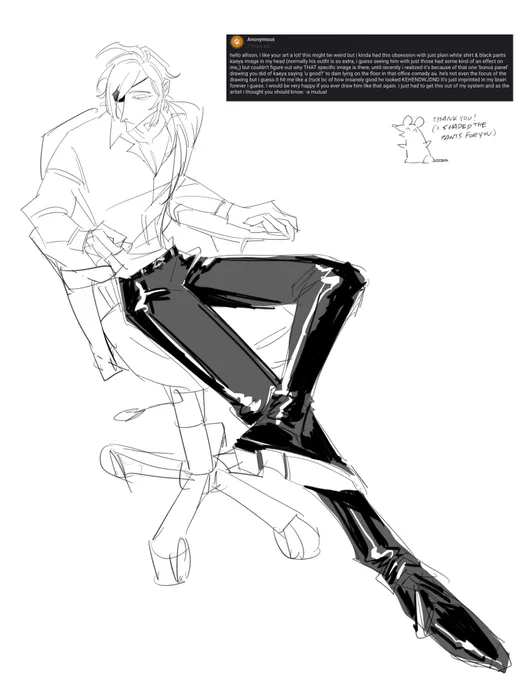 3 . kaeya in a plain white shirt n black pants 