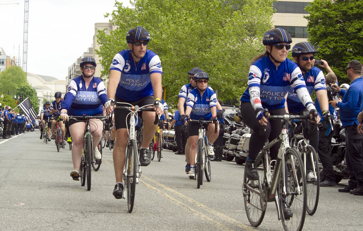 Participants in the Police Unity Tour complete their four-day ride from New Jersey to Washington, D.C.