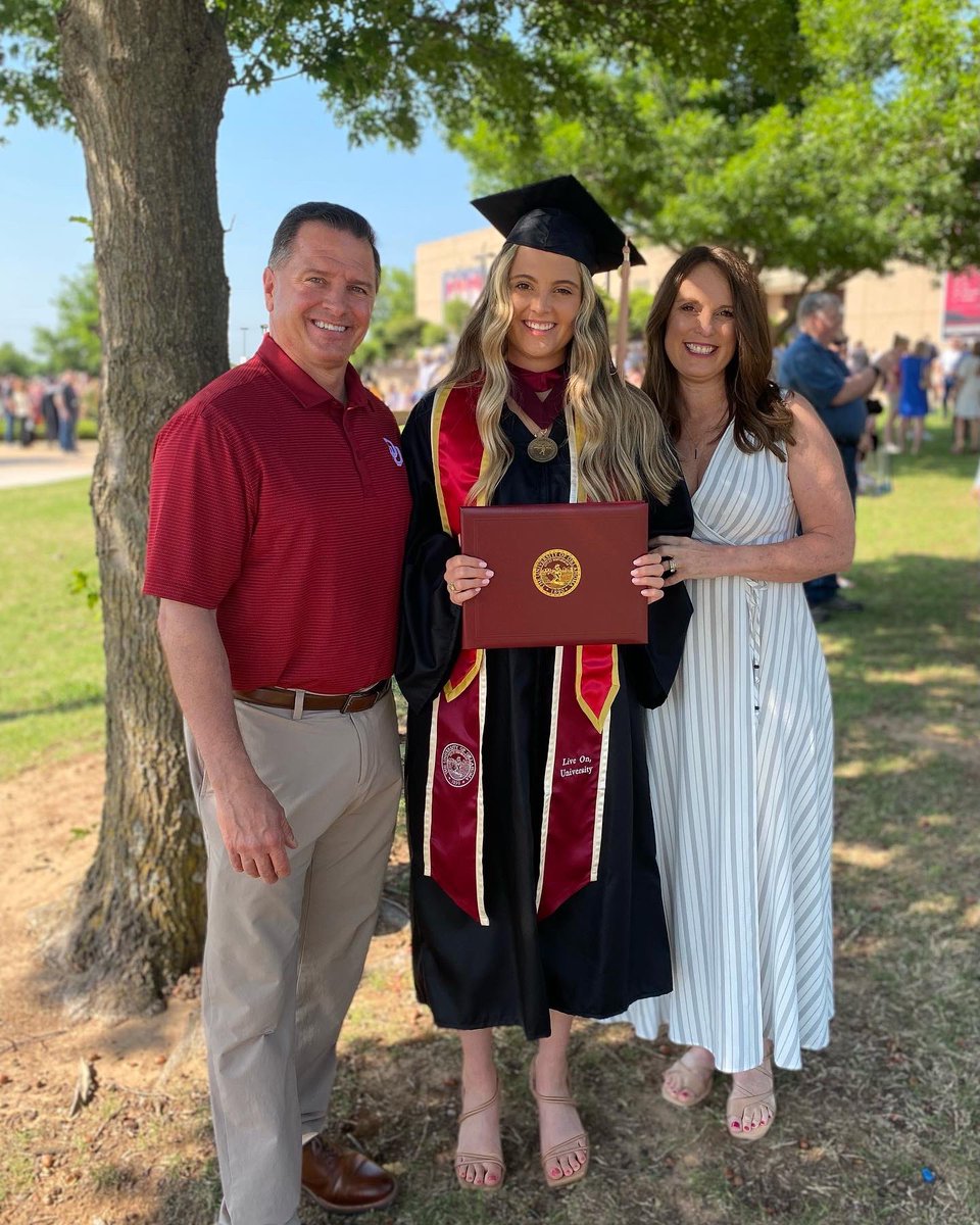 She did it🍾 🎉🍾 4.0 Honors School Graduate-Accounting!  University of Oklahoma Graduation Day—Boomer Sooner ☝️!  Cheers to 3 more years!  #OULaw2025